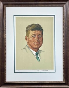 Norman Rockwell "PORTRAIT OFJOHN KENNEDY" HAND SIGNED LITHOGRAPH JFK FRAMED ART - Picture 1 of 4