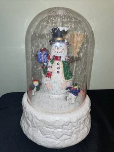 Snowman Musical, Animated, Self-Snowing Fiber Optic Snow Globe 14.5" Works - Picture 1 of 10