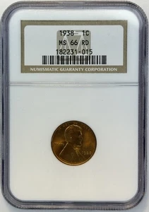 Centavo Lincoln Wheat 1938 1C NGC MS66 RD (511) - Imagen 1 de 4