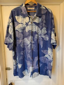 Camisa Tommy Bahama Para Hombres Hawaiana Floral/Hoja 100% Seda Azul Blanco Talla XXL/TTG - Imagen 1 de 12