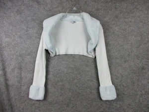 Fashion Nova Cardigan Womens Extra Large Ivory Crop Open front Faux Fur Rib Knit - Picture 1 of 14
