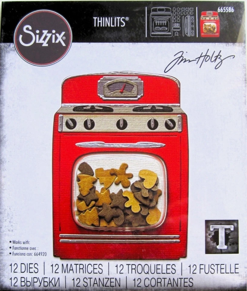 Retro Oven & Cookies Sizzix Thinlits Thin Metal Die Set by Tim Holtz 665586 NEW! - Image 1 of 1