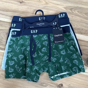 Gap Kids Dinosaurs / solid Cotton Boxer Briefs 3 Pack Boys 10 ( L) Blue Green - Picture 1 of 5