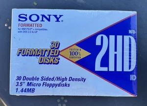 This listing is for a NEW SONY 30 FORMATTED DISKS 30MFD2HDA 3.5” MICRO FLOPPYDIS - Afbeelding 1 van 4