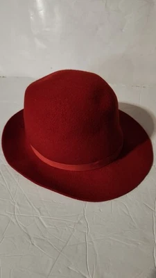 Sombrero LL Bean Para Mujer S Fedora Rojo Lana Fieltro Hecho en Inglaterra De Colección  Foto 1 de 4