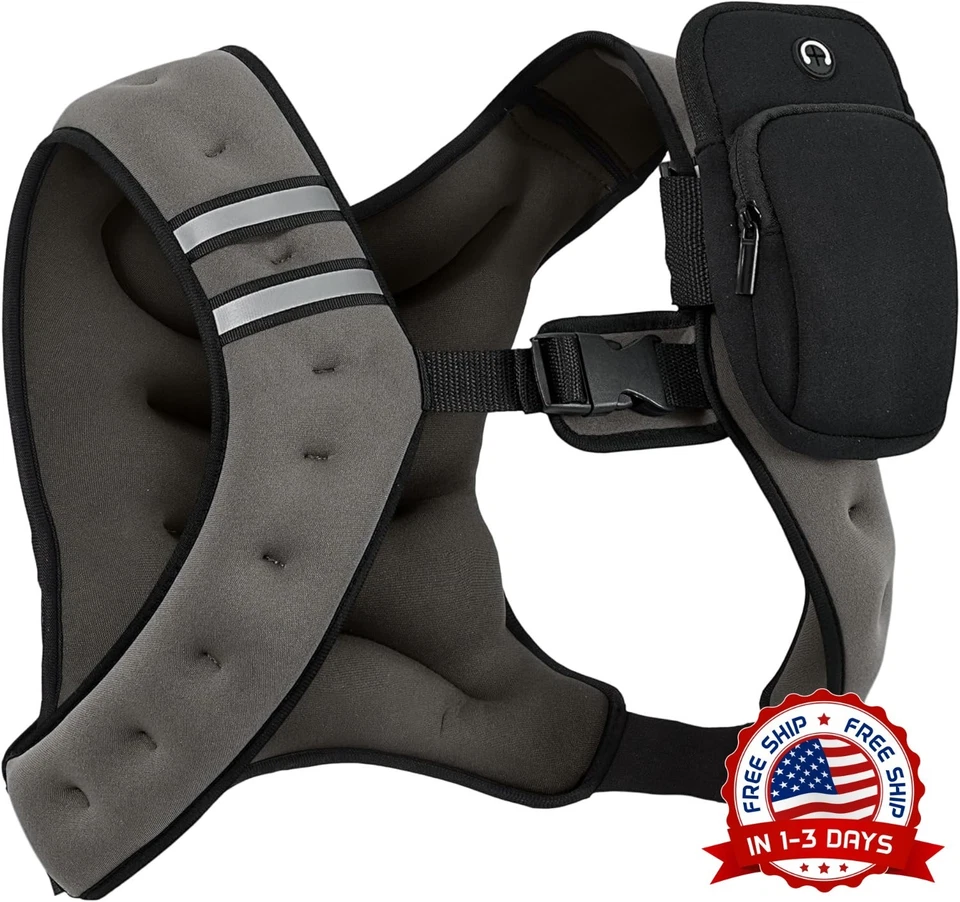 Chaleco lastrado de 8 lb, bandas reflectantes de seguridad, ajuste ajustable NUEVO Foto 1 de 4