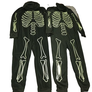 SET OF 2 Hide and Eek Glow-in-the-Dark 1-Piece Skeleton Pajama Men & Women L - Picture 1 of 24