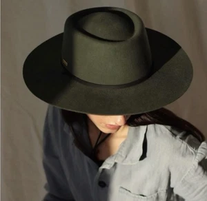 GiGi Pip Wren Telescope Crown Hat Olive Green S/M 57 100% Australian Wool - Picture 1 of 11