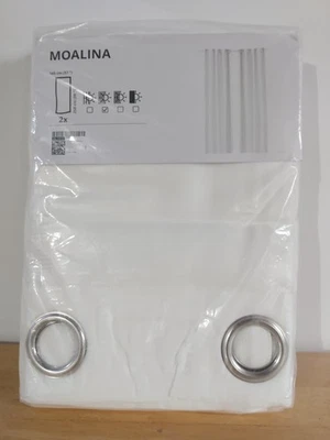 Ikea MOALINA Cortinas 57 x 98 pulgadas 1 Par con Ojales Blanco 404.901.44 - Nuevo Foto 1 de 4