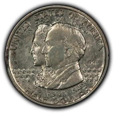 1921 50c Alabama Commemorative Silver Half Dollar - 2 x 2 - SKU-C1253 - Image 1 of 4
