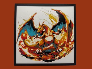 200mm x 200mm (8") 3D Printed Hueforge Art Pokemon Charizard - Bild 1 von 1