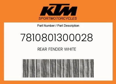 KTM Genuine Rear Fender White - 7810801300028 - Image 1 of 4