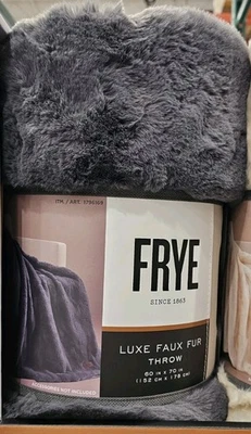 NWT FRYE Luxe Faux Fur Luxury Throw, Reversible 60" X 70" Gray  - Image 1 of 4