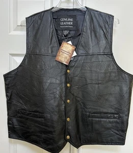 Giovanni Navarre Leather Co. Genuine Leather Black Biker Vest 2X NWT - Picture 1 of 13