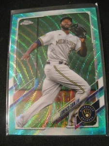 LORENZO CAIN 2021 Topps Chrome Aqua Wave Refractors #86 Brewers #080/199 MINT! - Picture 1 of 2