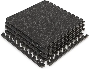 Interlocking Dual Density Rubber Top EVA Foam Home Gym Floor Mat for Exercise Eq - Picture 1 of 7