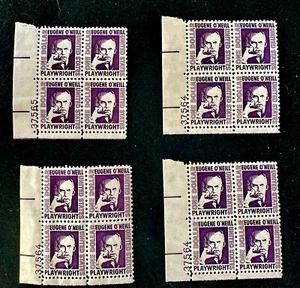 US Scott # 1294, 4 times! MNH $1 Eugene O'Neill Lower Left Position 1967 - Picture 1 of 2