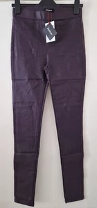 Ladies Jeggings Size 10 Purple Aubergine Leather Look Skinny Jeans Kaleidoscope  - Picture 1 of 6