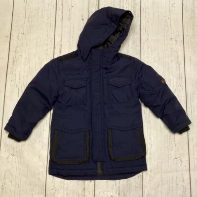 Zara Kids Contrasting Patch Down Azul Marinho Puffer Parka Tamanho 6 - Imagem 1 de 4