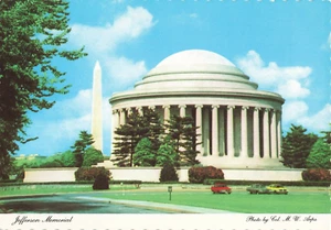 Jefferson Memorial MCM Autos vor Washington DC Vintage Postkarte - Bild 1 von 2