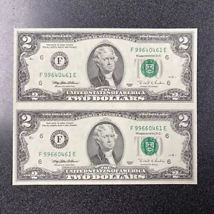 Hoja de 2 sin cortar 1995 FRN $2 - sin circular - Imagen 1 de 2