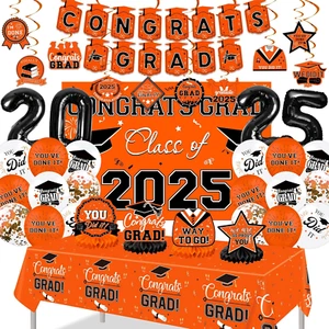 2025 Graduation Decorations Set, Class of 2025 Backdrop, Foil Balloons, Tableclo - Picture 1 of 7
