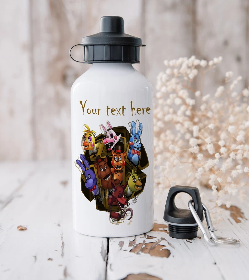 Five nights at Freddy's personalised drinks bottle with 2 tops - Image 1 of 1