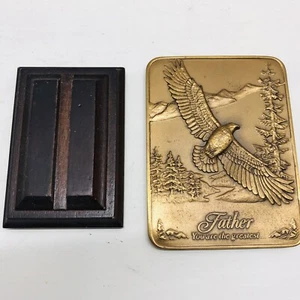 Gerald C Henry 1990 Solid Bronze 14oz Father Plaque Eagle  Paperweight 08646 USA - Picture 1 of 8