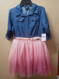 Lilt Mädchen Denim und rosa Schnürkleid Größe Large 14 - Bild 1 von 6