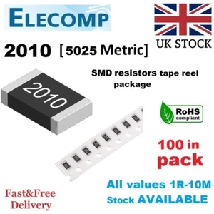 2010 Resistors 1%,5% E24 Range 0 Ohm-10M Ohm (100 in Pack) Free postage UK stock - Picture 1 of 4