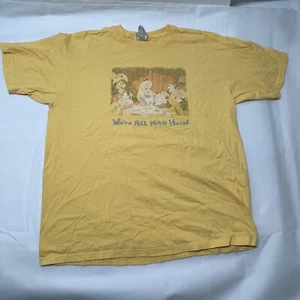 Vtg Alice In Wonderland Shirt We're ALL Mad Here Disney Store Tea Party Size XL - Picture 1 of 9