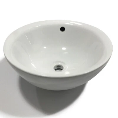 OGOMONDO Lavabo Da Appoggio Ceramica Bianco Tondo Lavandino Lavello 42x42x17,5 cm