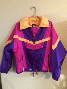 Vintage 90s Alpine Design Women’s SZ 12 Goretex Ski Jacket Neon Color Block - Picture 1 of 8