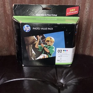 HP Photo Value Pack Ink Pack 02 6 Cartridges 150 Sheets EXP: 2019 150 Sheets - Picture 1 of 5
