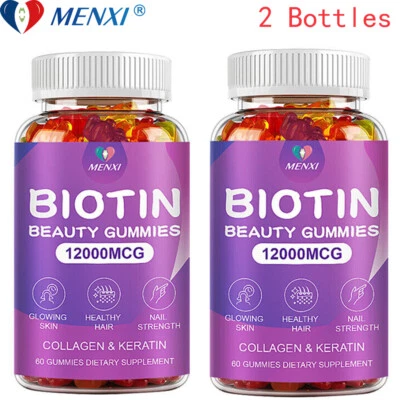 Gomitas de biotina Vitamatic 12000 mcg para cabello más fuerte piel uñas 120 gomitas veganas Foto 1 de 4