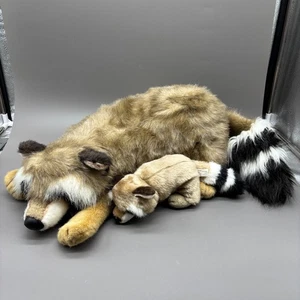 Fine Toy Co Ltd Realistic Raccoon Plush Mother Baby Life Like Stuffed Animal 30" - Picture 1 of 7