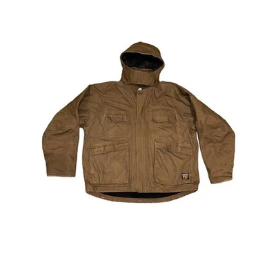 Timberland Pro Series Brown Denim Lined Zipper Jacket with Hood Men's Size XXL - Image 1 of 4