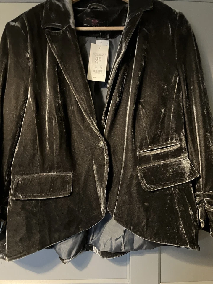 Grey Velvet Jacket BNWT Size 18 - Image 1 of 4