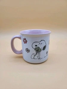Peanuts Used Snoopy Floral Theme 21oz Coffee Mug Pink/White - Picture 1 of 9