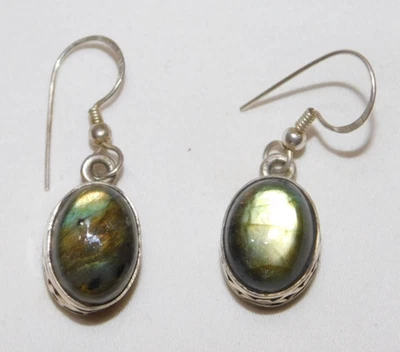 BEAUTIFUL Sterling Silver 925 Ladies Dangle Earrings  - Labradorite Stones - Image 1 of 2