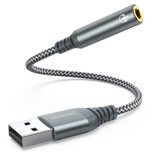 USB to 3.5mm Audio Jack Adapter, External Sound Card Converter Compatible wit... - Picture 1 of 6