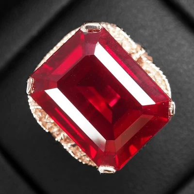 Anillos hechos a mano de plata de ley 925 de 23,95 quilates de turmalina rubelita roja viva talla 6 Foto 1 de 4