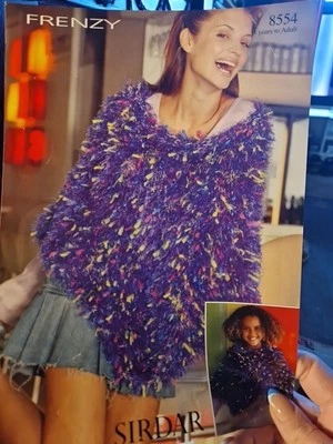 Original Sirdar Frenzy Child/ Adult Poncho 4yrs- Adult Knitting Pattern 8554 - Image 1 of 4