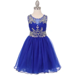 ROYAL BLUE Size 4 Flower Girl Dress Birthday Bridesmaid Recital Graduation Party - Picture 1 of 6