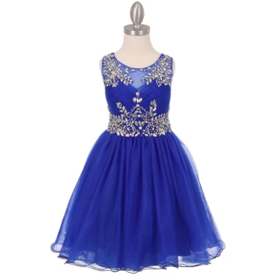 ROYAL BLUE Size 4 Flower Girl Dress Birthday Bridesmaid Recital Graduation Party - Image 1 of 4