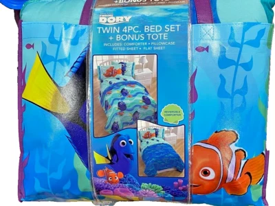 ¡ÚLTIMO! Nuevo con etiquetas Juego de edredón doble de 4 piezas Disney Finding Dory Nemo {CAMA EN UNA BOLSA} Foto 1 de 2