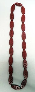 Vintage Reddish Brown Wood-Look Leaves Necklace - Picture 1 of 4