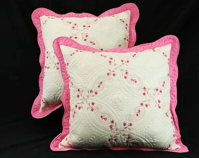 Juego de 2 fundas de cojín decorativas acolchadas con costuras bordadas Foto 1 de 4