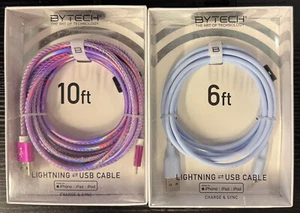 2/$19.99 BYTECH 2 Charge & Sync Cables 10ft/6ft - Picture 1 of 5