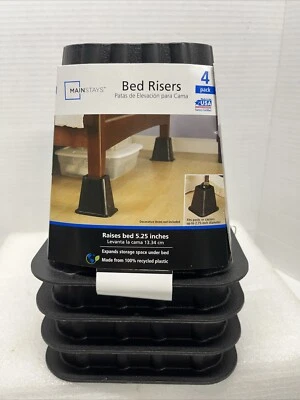 Mainstays Home Management Tall Bed Or Futon Risers, Black, 4-Pack - Image 1 of 4